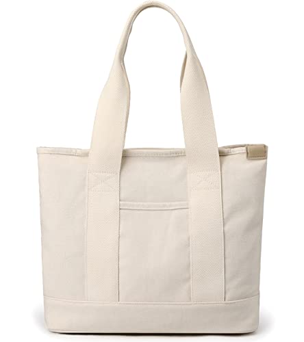 Canvas Frauen Tote Bag Casual Top Griff Satchel Große Kapazität Handtaschen Einkaufstasche für Arbeit Reisen, Weiss/opulenter Garten, Large, modisch von zhongningyifeng