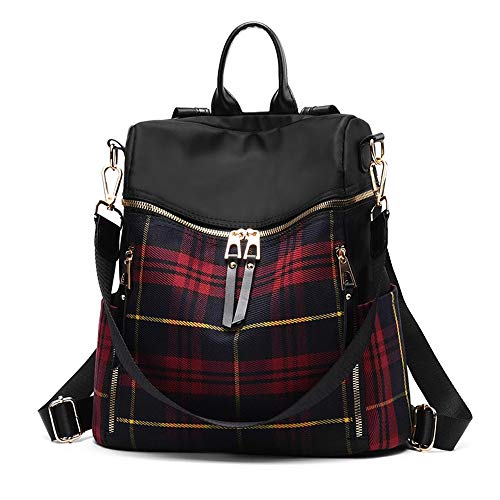 Damen Rucksack Geldbörse Wasserdichter Nylon Leichte Mode Lässig Reise Umhängetasche Daypack (red) von zhongningyifeng