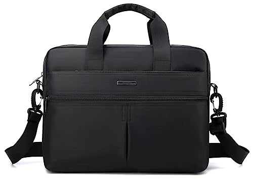 zhongningyifeng Laptoptasche 14 Zoll, Slim Computertasche für Herren Damen, Wasserabweisende Messenger Umhängetasche, Leichte Büro Arbeit Business Tasche, Schwarz von zhongningyifeng