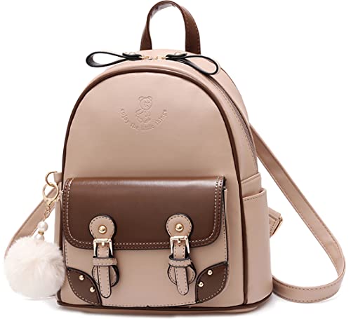 zhongningyifeng Rucksack für Damen Kleiner Leder Niedlicher Leichter Reiserucksack für Mädchen (khaki) von zhongningyifeng