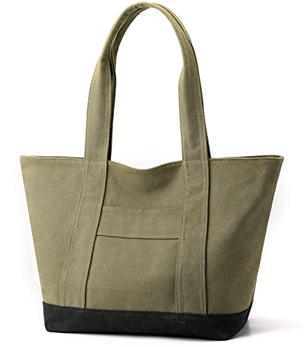 zhongningyifeng Tragetasche aus Segeltuch für Frauen A4 Große Kapazität Handtasche mit Reißverschluss Schulter Hobo Bag für Einkaufen Reisen Arbeiten (green) von zhongningyifeng