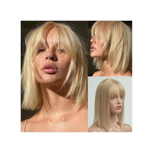 Echthaarteile für Frauen, Perücke mit Pony, 10-Zoll-Haarteil, 3" x 5" Spitzenbasis for Frauen dünner werdendem Haar von zhongqunli