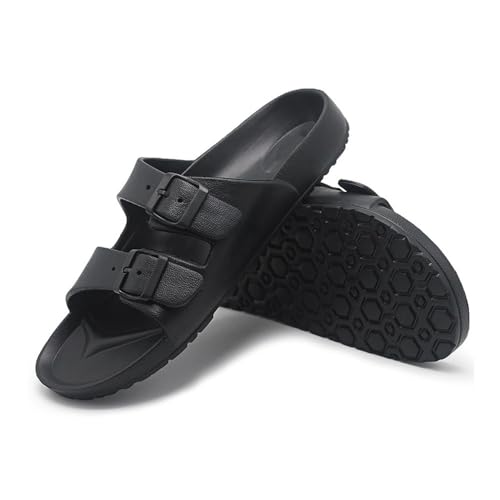 zhongqunli Hausschuhe für Damen, VA Leichte Paar-Sandalen – Strand-Hausschuhe mit verstellbarer Schnalle, Größe 47,für Damen und Herren(Black,45 EU) von zhongqunli