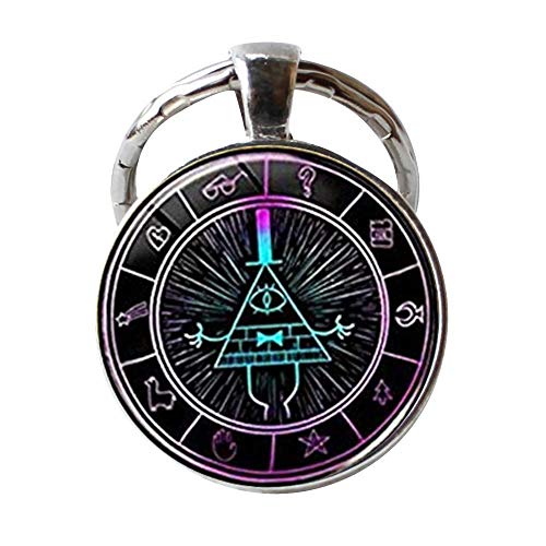 Gravity Falls Bill Cipher Wheel Scrabble Schlüsselanhänger, einzigartiger handgestalteter Gravity Falls, "Psychadelic" Bill Cipher inspirierter Schlüsselanhänger, Schmuck Geschenk für Damen und Herren von zhouyudong