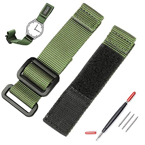 Präzises Nylon-Uhrenarmband, großes Zifferblatt, Klettverschluss, Nylon-Armband, Harz-Schnalle, Outdoor-Sport, Uhrenarmbänder, geeignet für Herren-Diesel/Omega/Longines/Tudor-Uhren 20mm grün von zhuolei