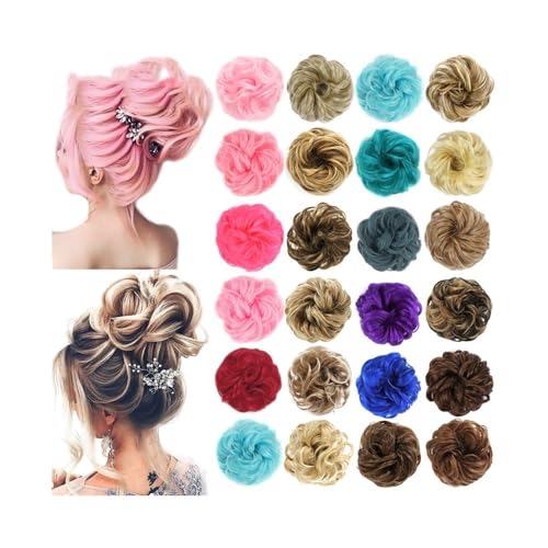 Dutt-Perücke, Synthetische lockige Donut Chignon Haarknoten flauschige Hochsteckfrisur for Frauen,Messy-Dutt-Perücke(Dark black) von zhuyanbo007
