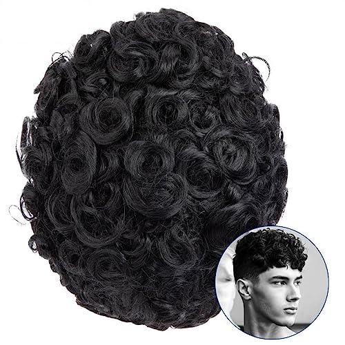 Herren-Perücken, die den Haarausfall abdecken, 20 mm lockiges Toupet for Männer, 0,1 mm PU-Hautbasis-Haar-Toupet, atmungsaktive männliche Haarprothese, schwarze Echthaar-Ersatzsysteme, Einheit, Herren Herren-Perücken, die den Haarausfall abdecken, 20 mm lockiges Toupet for Männer, 0,1 mm PU-Hautbasis-Haar-Toupet, atmungsaktive männliche Haarprothese, schwarze Echthaar-Ersatzsysteme, Einheit, Herren von zhuyanbo007