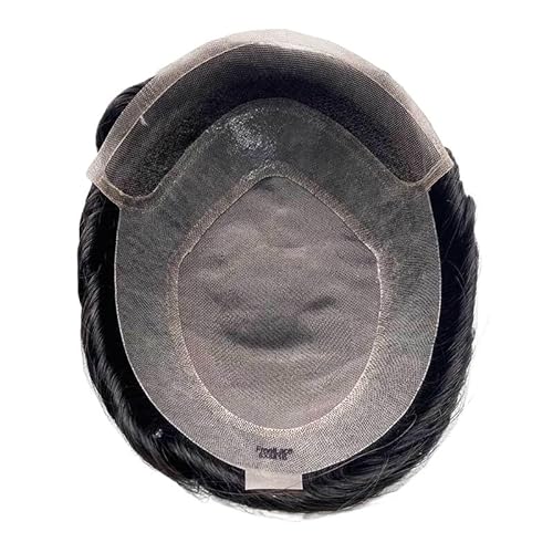 Herren-Perücken, die den Haarausfall abdecken, Toupet for Herren, indische Remy-Haareinheiten, Schweizer Lace-Front, männliche Kapillarprothese, feine Mono-Top-Spitzenfront mit PU um Echthaarteile,He von zhuyanbo007