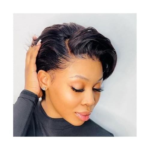 Kurze Pixie-Schnitt-Perücken, 13 x 6 x 1 T-Teil, Lace-Front-Perücken for Frauen, brasilianisches Remy-Haar, klebefrei, HD-transparent, tiefer Teil, Lace-Frontal-Perücken von zhuyanbo007