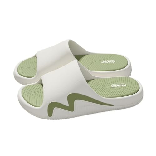 zhuyanbo007 Badezimmer-Hausschuhe Herren Sommer EVA Sandalen Hausschuhe - Dicke Sohle Casual Outdoor Sports Slide für Home Sower, Unisex(Whitegreen,45 EU) von zhuyanbo007