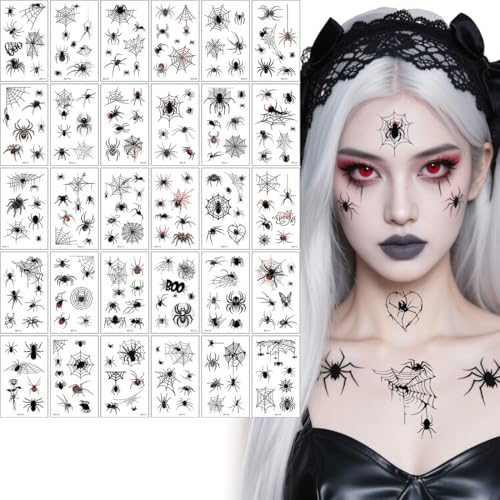 Karneval Spinnen Tattoo, Spinnen Tattoo Gesicht, 30 Blätter Temporäre Schwarz Spinnen Tattoos, Erwachsene Kinder Halloween Fasching Tattoo Hexen Zubehör für Karnevalsschminke Halloween Masquerade Karneval Spinnen Tattoo, Spinnen Tattoo Gesicht, 30 Blätter Temporäre Schwarz Spinnen Tattoos, Erwachsene Kinder Halloween Fasching Tattoo Hexen Zubehör für Karnevalsschminke Halloween Masquerade von zhwohyu