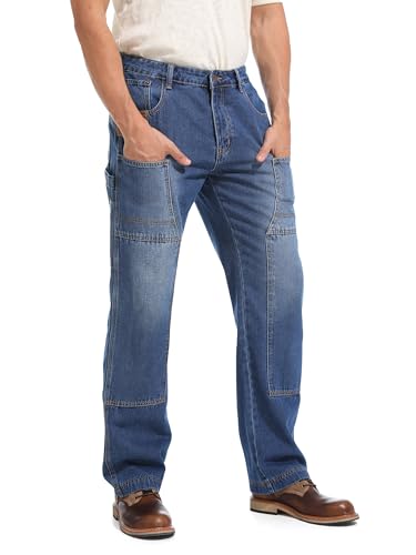 Jeans Arbeitshose Herren Skater Alltagshose Carpenter Jeans Worker Cargo Loose Fit mit Knieverstärkungen BL30W32L von ziilay