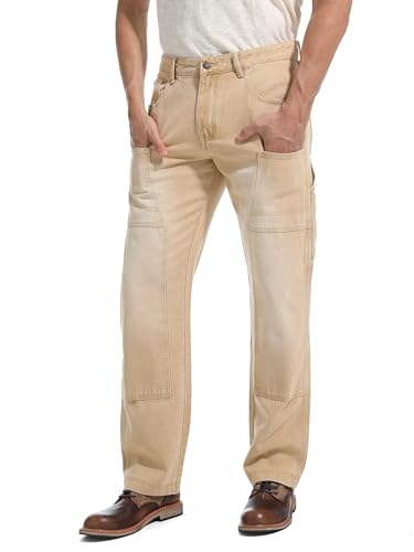 Worker Jeans Herren Loose Fit Carpenterjeans Skater Cargo Arbeitsjeans mit Verstärkter Vorderseite KH42W32L von ziilay