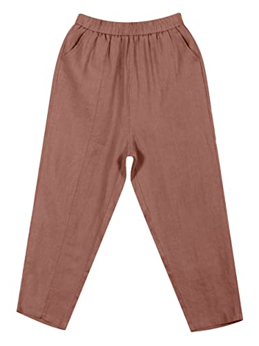 ziilay 100% Leinenhose Sommerhose Damen leicht und luftig 7/8 Länge Cropped leichte Sommer Hose mit Gummiband von ziilay