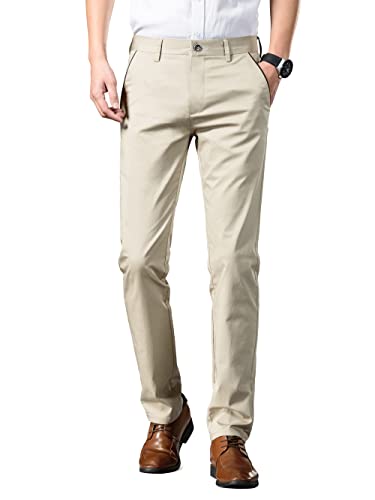 ziilay Chino Hose Herren Sommerhose Leicht Stretch dünner Leichter Stoff Business Freizeit Beige 34W von ziilay