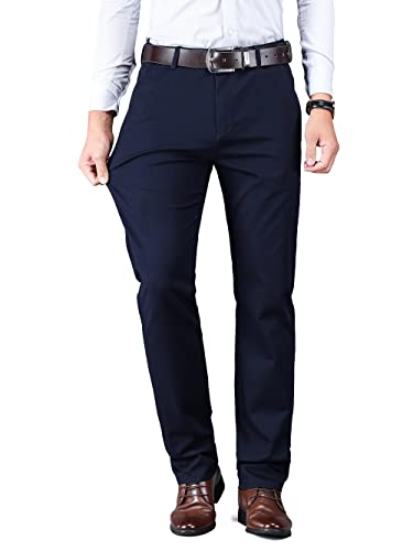 ziilay Chino Hose Herren Stretch Classic Straight Leg Business Freizeit Anzughose Ganzjahr Blau 38W von ziilay