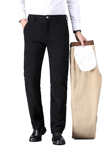 ziilay Cordhose Herren Winter Gefüttert mit Fleece Stretch Kord Anzughose Kordhose Schneehose Lammwolle Futter 8336hBK34W32L von ziilay