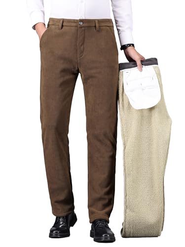 ziilay Cordhose Herren Winter Gefüttert mit Fleece Stretch Kord Anzughose Kordhose Schneehose Lammwolle Futter 8336hCO38W34L von ziilay
