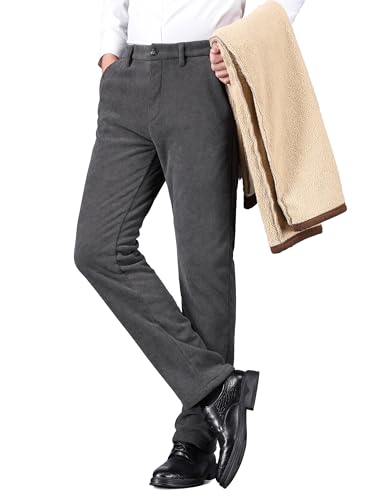 ziilay Cordhose Herren Winter Gefüttert mit Fleece Stretch Kord Anzughose Kordhose Schneehose Lammwolle Futter 8336hDGY42W30L von ziilay