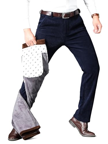 ziilay Cordhose Herren Winter Gefüttert mit Super-Soft Fleece Futter Stretch Kord Anzughose Kordhose Schneehose 8209hDBL28W32L von ziilay