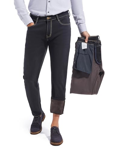 ziilay Stretch Thermojeans Tapered Slim Fit SUPER Soft Fleece Herren Thermohose Winterhose gefütterte Winterjeans 4885H Black 38W/32L von ziilay