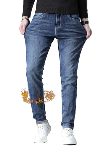 ziilay Thermo Jeans Herren Verjüngt Tapered Fit Winter Hose Thermohose gefütterte mit Fleece 9110rBL28W29L von ziilay