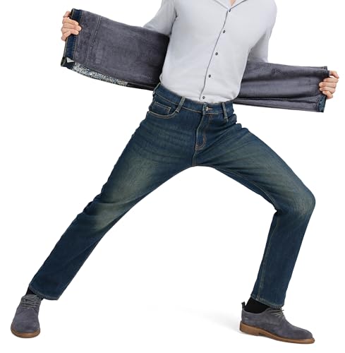 ziilay Thermojeans Herren Thermohose Schneehose gefütterte Winterhose Winterjeans mit Fleece gefüttert Hosen 6557FGBL 33W34L von ziilay