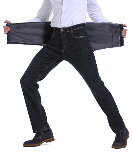 ziilay Thermojeans Herren Thermohose Schneehose gefütterte Winterhose Winterjeans mit Fleece gefüttert Hosen 8837HBK34W30L von ziilay