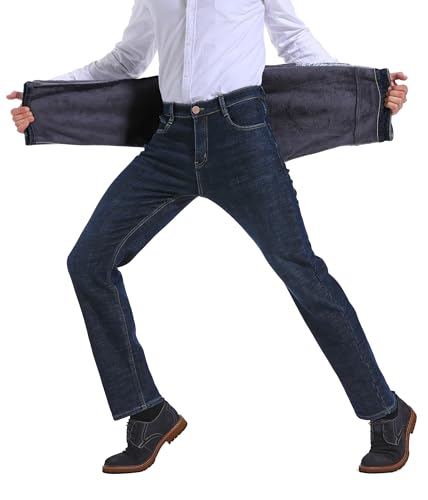 ziilay Thermojeans Herren Thermohose Schneehose gefütterte Winterhose Winterjeans mit Fleece gefüttert Hosen 8837HBL42W34L von ziilay