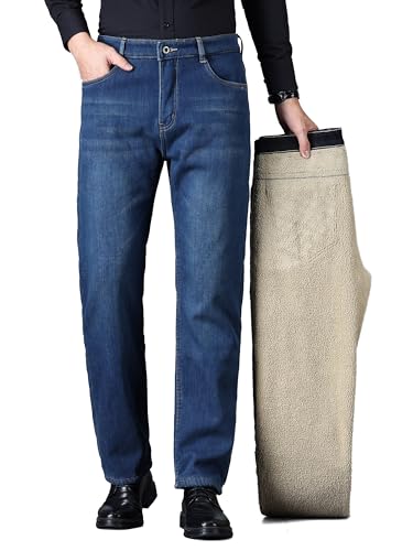 ziilay Verdickte Lammfleece Thermojeans Herren Thermohose Schneehose Teddyfleece gefütterte Winterhose Stretch 8315hFGBL31W34L von ziilay