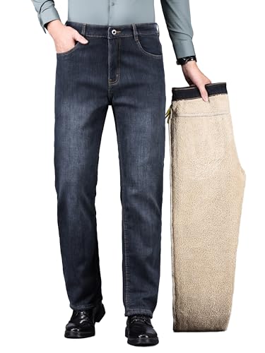 ziilay Verdickte Lammfleece Thermojeans Herren Thermohose Schneehose Teddyfleece gefütterte Winterhose Stretch 8316hSMBL30W32L von ziilay