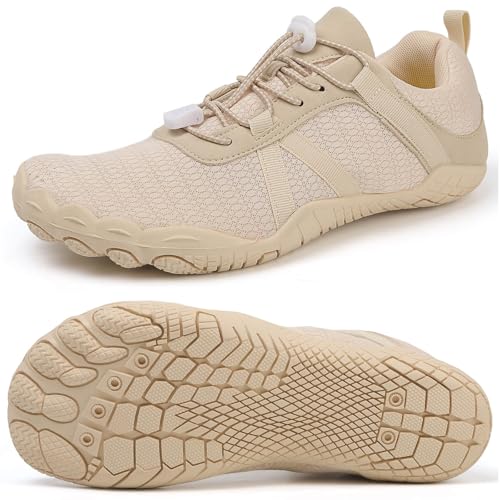 Barfußschuhe Damen Barfussschuhe Herren Zehenschuhe Barfuß Fitnessschuhe Leicht Straßenlaufschuhe Minimalschuhe Barefoot Shoes Beige von ziitop