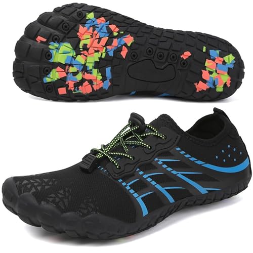 ziitop Barfußschuhe Herren Wasserschuhe Damen Barfußschuhe Damen Wasserschuhe Herren Aquaschuhe Strandschuhe Schnell Trocknen Surfschuhe Schwimmschuhe für Beach Pool Surfen Yoga(Schwarz Blau 44EU) von ziitop