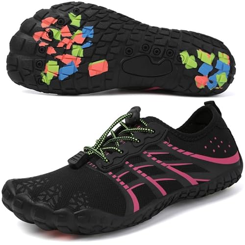 ziitop Barfußschuhe Herren Wasserschuhe Damen Barfußschuhe Damen Wasserschuhe Herren Aquaschuhe Strandschuhe Schnell Trocknen Surfschuhe Schwimmschuhe für Beach Pool Surfen Yoga(Schwarz Rosa 38EU) von ziitop