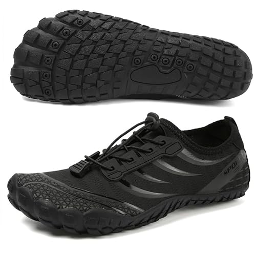 ziitop Barfußschuhe Herren Wasserschuhe Damen Barfußschuhe Damen Wasserschuhe Herren Aquaschuhe Strandschuhe Schnell Trocknen Surfschuhe Schwimmschuhe für Beach Pool Surfen Yoga(Schwarz 45EU) von ziitop