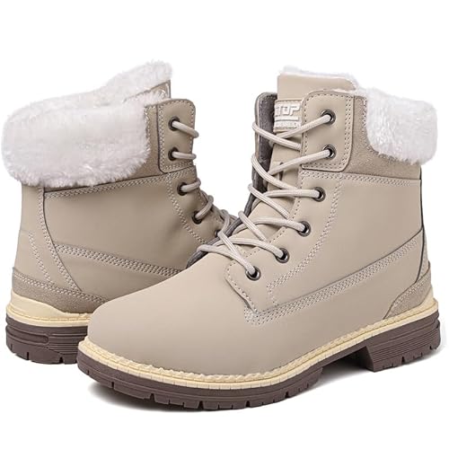 Winterstiefel Damen Gefüttert Winterschuhe Wasserdicht Schneestiefel Warme Winter Boots Kurzschaft Stiefeletten Outdoor Rutschfeste Wanderschuhe Wanderstiefel von ziitop