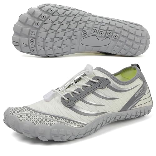 Barfußschuhe Herren Wasserschuhe Damen Barfußschuhe Damen Wasserschuhe Herren Aquaschuhe Damen Strandschuhe Schnell Trocknen Surfschuhe Schwimmschuhe für Beach Pool Surfen Yoga(Grau Weiße 39EU) von ziitop