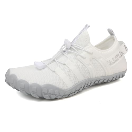 ziitop Wasserschuhe für Damen und Herren Barfußschuhe Unisex Badeschuhe Schnell Trocknend Strandschuhe Leicht Fitnessschuhe Weich Surfschuhe Poolschuhe für Tauchen,Surfen,Wandern,Yoga(Weiß Grau,38EU) von ziitop