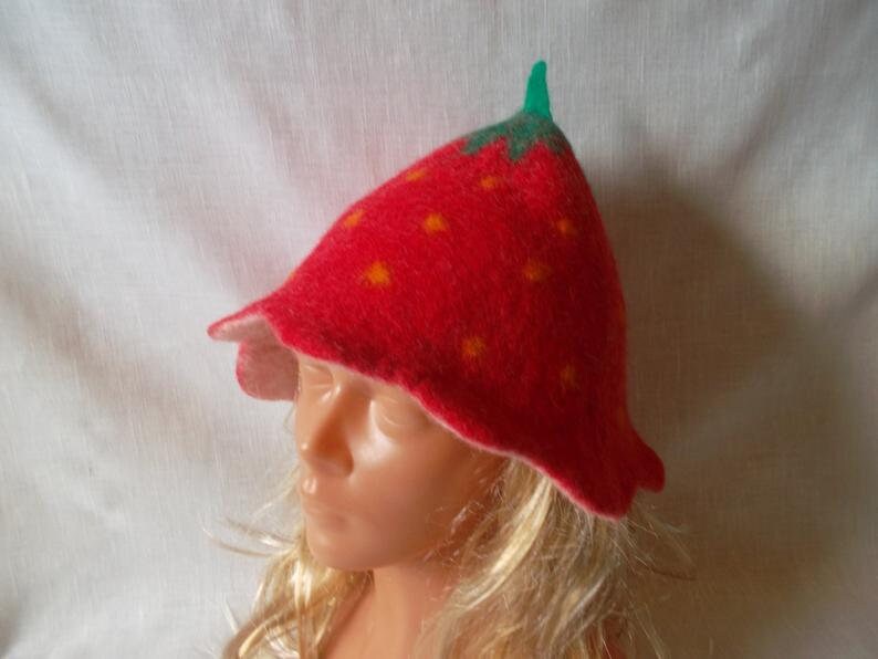 Damen Sauna Hut. Handgemachte Kappe. Gefilzter Wollmütze von zinafelt