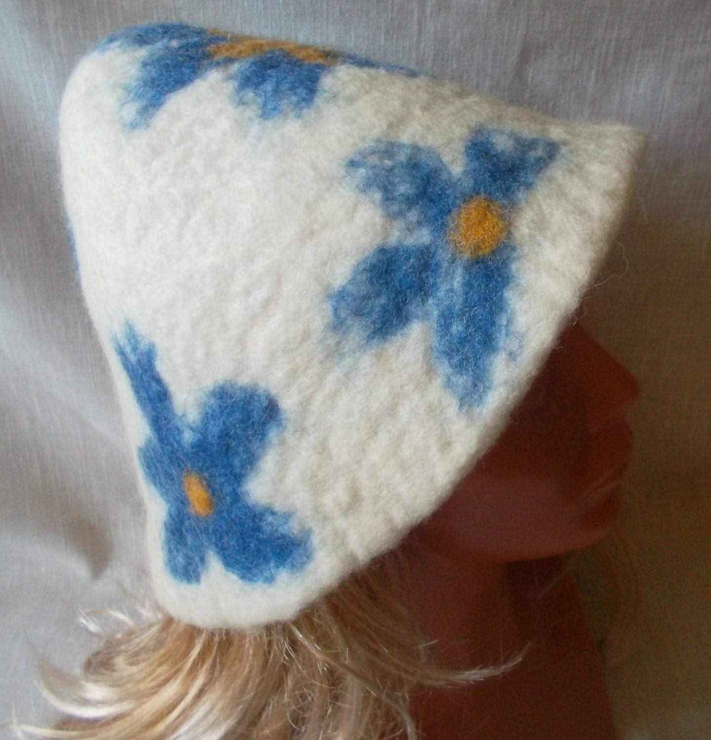 Sauna Damen Hut Gefilzte Handgemachte Bademütze Wolle Wasserblumen von zinafelt