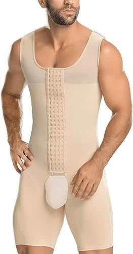 zinhsq Herren-Shapewear, Ganzkörper-Shaper, Kompressions-Body Shaper, Bauchkontrolle, Body, schmales Tank-Top, Kompressionsshirt, Muskel-Shapewear (Color : Beige, Size : 3XL) von zinhsq