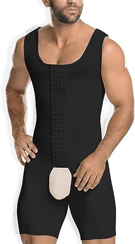 zinhsq Herren-Shapewear, Ganzkörper-Shaper, Kompressions-Body Shaper, Bauchkontrolle, Body, schmales Tank-Top, Kompressionsshirt, Muskel-Shapewear (Color : Black, Size : 3XL) von zinhsq