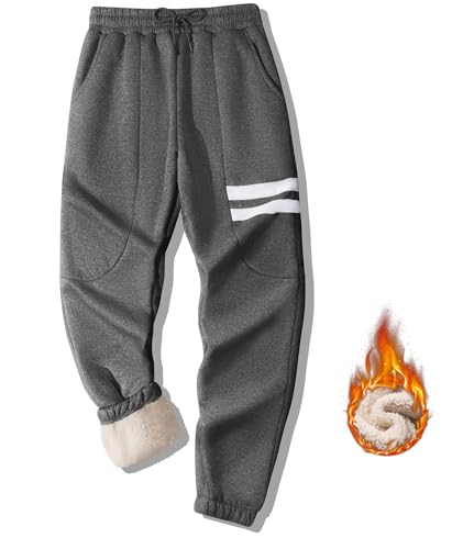 zitysport Herren Thermo Jogginghose Warm Thermo Fleecehose Kordelzug Sporthosen Gefüttert Sweathose mit Taschen Sporthose Dick Winterhose für Männer Trainingshose(XL-Dunkelgrau) von zitysport