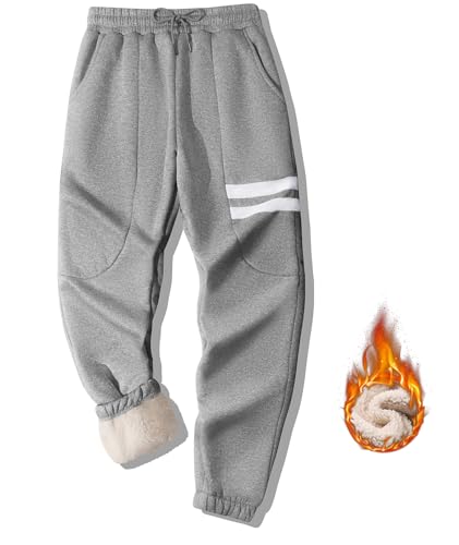 zitysport Thermo Herren Gefütterte Jogginghose Warme Fleecehose Jogger Hosen Sherpa Laufende Sweatpants Männer Winter Fleece Sweathose Warm Trainingshose(L-Hellgrau) von zitysport