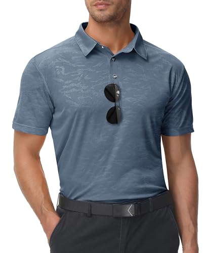 zitysport Polo Shirt Herren Slim Fit Poloshirt Männer Atmungsaktives Golf Lässig Polohemd Outdoor Sport Tshirt Schnelltrocknend Casual Polo Shirts Männer Summer Golf(Grau-2XL) von zitysport