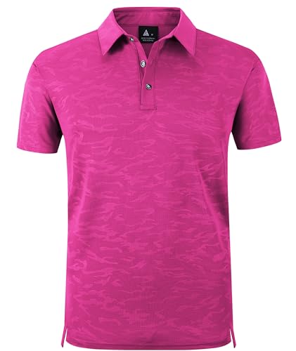 zitysport Polo Shirt Männer Kurzarm Classic Polohemd Schnelltrocknend Tennis T-Shirts Sport Atmungsaktiv Knopfleiste Polo Hemd Herren Freizeit Poloshirt(Rosa-2XL) von zitysport