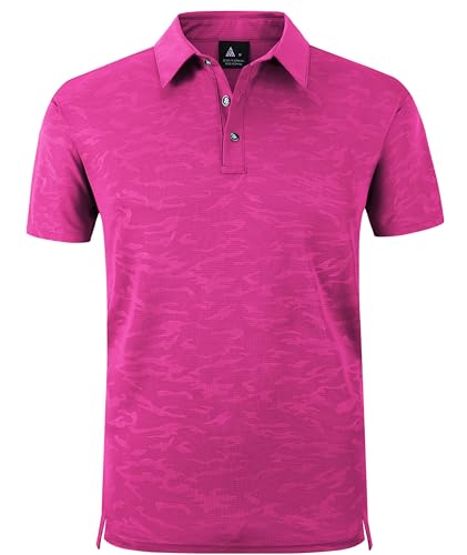 zitysport Polo Shirt Männer Kurzarm Classic Polohemd Schnelltrocknend Tennis T-Shirts Sport Atmungsaktiv Knopfleiste Polo Hemd Herren Freizeit Poloshirt(Rosa-XL) von zitysport