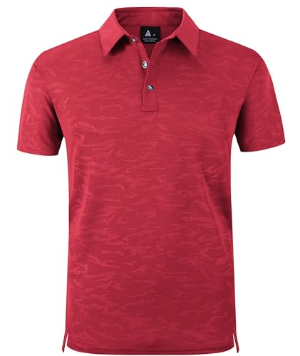 zitysport Polo Shirt Männer Kurzarm Classic Polohemd Schnelltrocknend Tennis T-Shirts Sport Atmungsaktiv Knopfleiste Polo Hemd Herren Freizeit Poloshirt(Rot-L) von zitysport