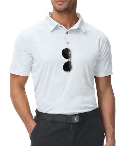 zitysport Polo Shirt Männer Kurzarm Classic Polohemd Schnelltrocknend Tennis T-Shirts Sport Atmungsaktiv Knopfleiste Polo Hemd Herren Freizeit Poloshirt(Weiß-2XL) von zitysport