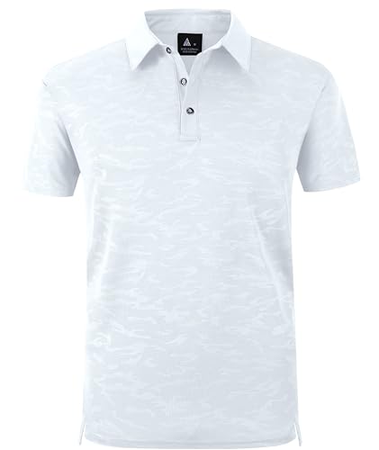 zitysport Polo Shirt Männer Kurzarm Classic Polohemd Schnelltrocknend Tennis T-Shirts Sport Atmungsaktiv Knopfleiste Polo Hemd Herren Freizeit Poloshirt(Weiß-L) von zitysport